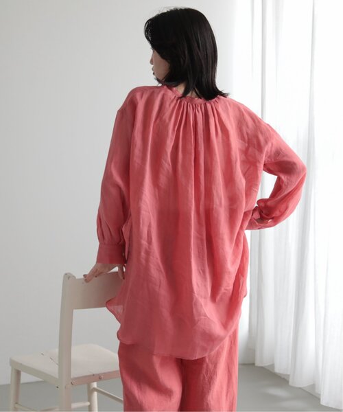 MJUKA.(ミューカ)の「AZUMADAKI DYEING RAMIE LONG SHIRT(シャツ/ブラウス・レディース・ホワイト/ピンク/サックスブルー/パープル/ブラック・FREE)」の21枚目の写真