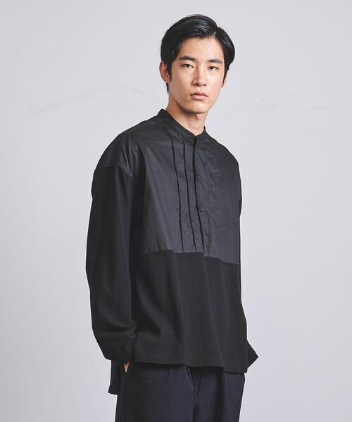 EN ROUTE(アンルート)の「<EN ROUTE(アンルート)> コットンピケ コンビ バンドカラー プルオーバーシャツ(シャツ/ブラウス・メンズ・ブラック/ホワイト・1/2/3)」の4枚目の写真