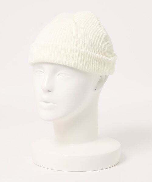 Anuenue（アヌエヌエ）の「ショートニットキャップ（ニットキャップ/ビーニー・レディース・ホワイト/ブラック/ベージュ/パープル/ネイビー/ブラウン/グレー/カーキ/ピンク/オレンジ/ブルー/エメラルド/ダークグレー/マスタード/ワインレッド/ベビーピンク/黄緑系/レッド・FREE）」の2枚目の写真