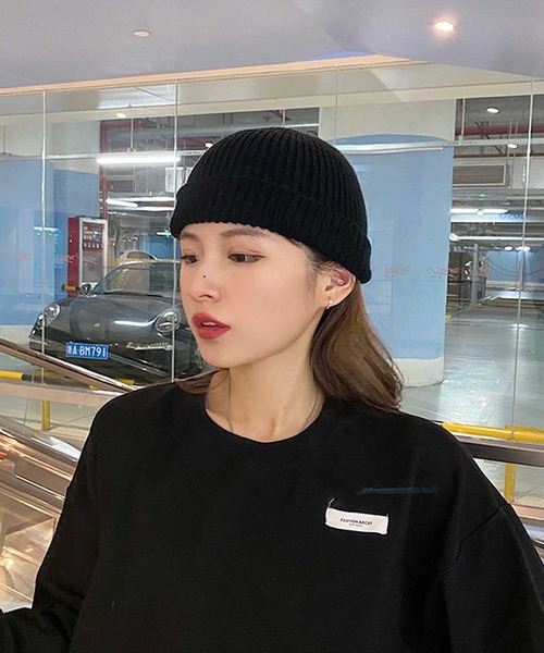 Anuenue（アヌエヌエ）の「ショートニットキャップ（ニットキャップ/ビーニー・レディース・ホワイト/ブラック/ベージュ/パープル/ネイビー/ブラウン/グレー/カーキ/ピンク/オレンジ/ブルー/エメラルド/ダークグレー/マスタード/ワインレッド/ベビーピンク/黄緑系/レッド・FREE）」の19枚目の写真