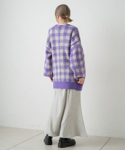 Kastane（カスタネ）の「起毛チェックニットカーデ（カーディガン/ボレロ・レディース・パープル/グリーン・FREE）」の9枚目の写真