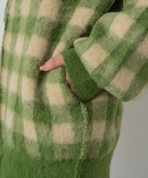 Kastane（カスタネ）の「起毛チェックニットカーデ（カーディガン/ボレロ・レディース・パープル/グリーン・FREE）」の16枚目の写真