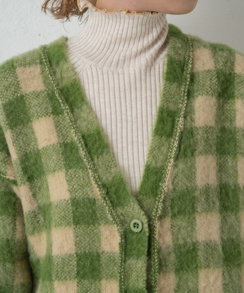 Kastane（カスタネ）の「起毛チェックニットカーデ（カーディガン/ボレロ・レディース・パープル/グリーン・FREE）」の21枚目の写真