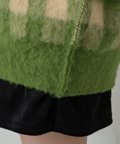 Kastane（カスタネ）の「起毛チェックニットカーデ（カーディガン/ボレロ・レディース・パープル/グリーン・FREE）」の14枚目の写真