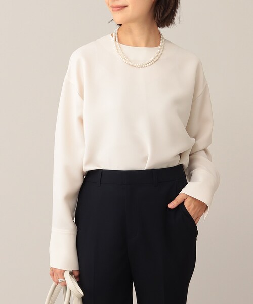 UNTITLED（アンタイトル）の「◆ジョーゼットブラウス【洗える】（シャツ/ブラウス・レディース・ブラック/ライトベージュ/ダークネイビー・01/03/00/04/48/02/44）」の2枚目の写真