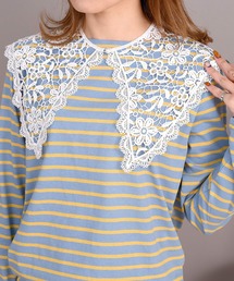 DAY CLOSET（デイ クローゼット）の「レディース フラワークロシェ編みビッグカラー付け襟（付け襟）」