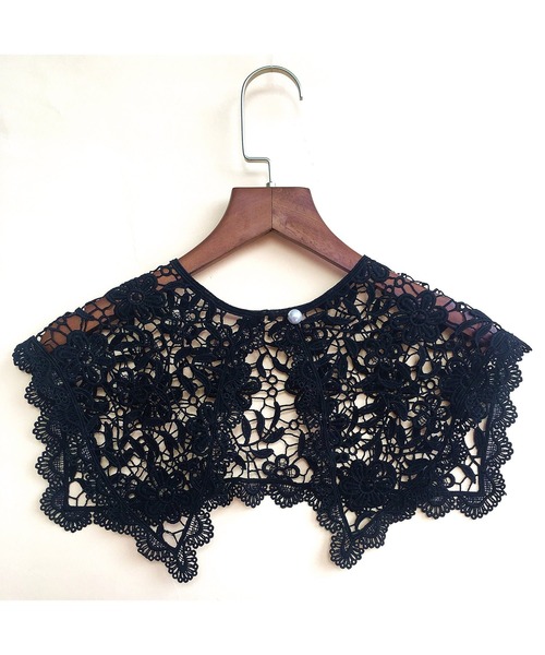 DAY CLOSET（デイ クローゼット）の「レディース フラワークロシェ編みビッグカラー付け襟（付け襟・レディース・ホワイト/ブラック・ONE SIZE）」の3枚目の写真