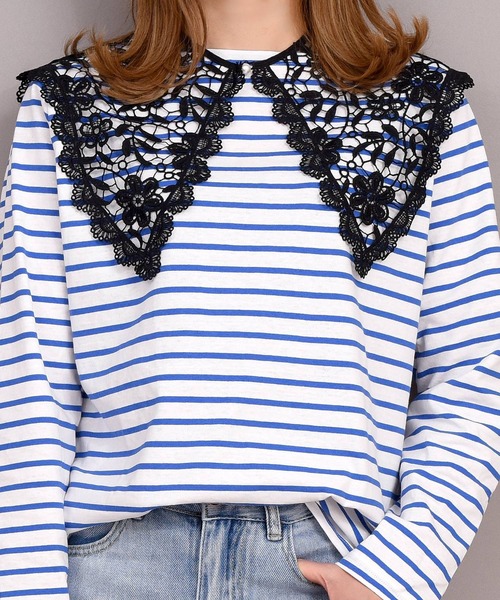 DAY CLOSET（デイ クローゼット）の「レディース フラワークロシェ編みビッグカラー付け襟（付け襟・レディース・ホワイト/ブラック・ONE SIZE）」の7枚目の写真