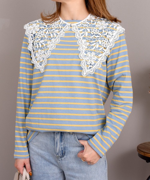 DAY CLOSET（デイ クローゼット）の「レディース フラワークロシェ編みビッグカラー付け襟（付け襟・レディース・ホワイト/ブラック・ONE SIZE）」の15枚目の写真