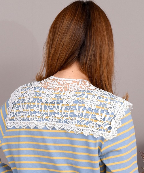 DAY CLOSET（デイ クローゼット）の「レディース フラワークロシェ編みビッグカラー付け襟（付け襟・レディース・ホワイト/ブラック・ONE SIZE）」の14枚目の写真