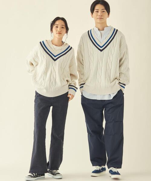 info. BEAUTY&YOUTH（インフォビューティアンドユース）の「【WEB限定】＜info. BEAUTY&YOUTH＞ オーバーサイズ チルデンニット（ニット/セーター・メンズ・ネイビー/オフホワイト/ベージュ/その他1・S/M/L）」の13枚目の写真