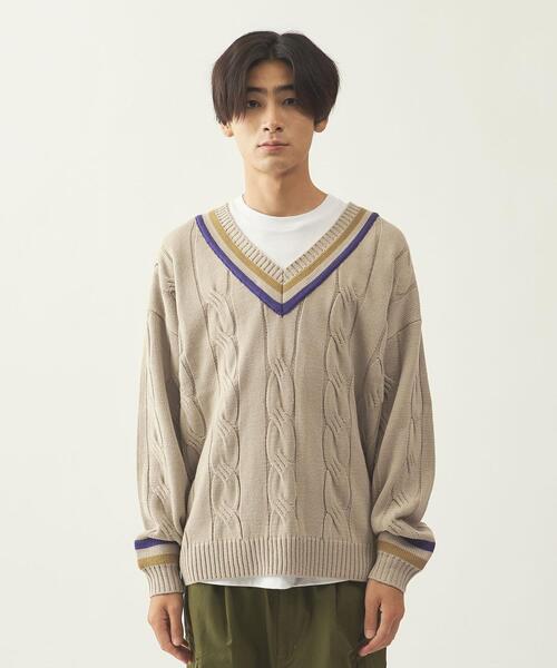 info. BEAUTY&YOUTH（インフォビューティアンドユース）の「【WEB限定】＜info. BEAUTY&YOUTH＞ オーバーサイズ チルデンニット（ニット/セーター・メンズ・ネイビー/オフホワイト/ベージュ/その他1・S/M/L）」の16枚目の写真