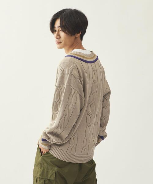 info. BEAUTY&YOUTH（インフォビューティアンドユース）の「【WEB限定】＜info. BEAUTY&YOUTH＞ オーバーサイズ チルデンニット（ニット/セーター・メンズ・ネイビー/オフホワイト/ベージュ/その他1・S/M/L）」の19枚目の写真