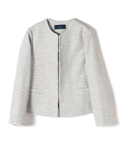 SHIPS（シップス）の「ツイードノーカラージャケット（セットアップ対応）◆（ノーカラージャケット・レディース・ブラック/ブルー/ネイビー・36/38）」の4枚目の写真