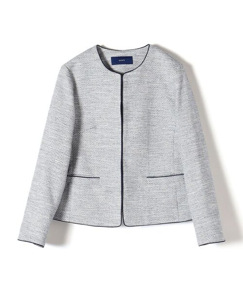 SHIPS（シップス）の「ツイードノーカラージャケット（セットアップ対応）◆（ノーカラージャケット・レディース・ブラック/ブルー/ネイビー・36/38）」の6枚目の写真