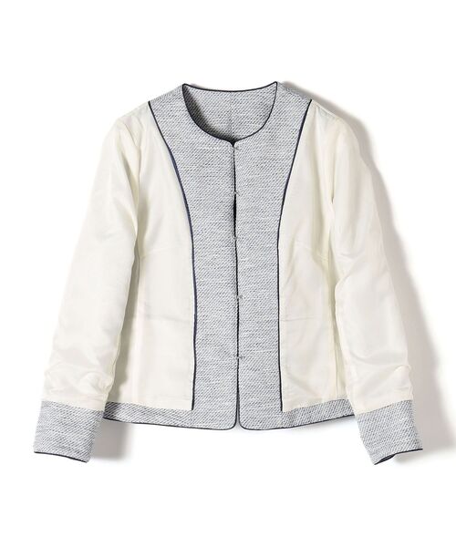 SHIPS（シップス）の「ツイードノーカラージャケット（セットアップ対応）◆（ノーカラージャケット・レディース・ブラック/ブルー/ネイビー・36/38）」の10枚目の写真