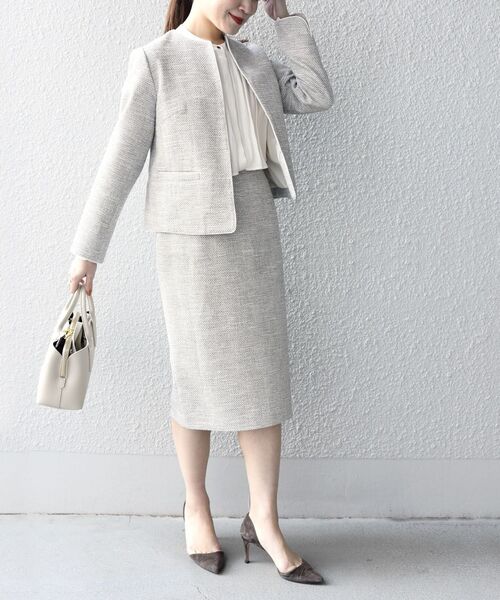 SHIPS（シップス）の「ツイードノーカラージャケット（セットアップ対応）◆（ノーカラージャケット・レディース・ブラック/ブルー/ネイビー・36/38）」の21枚目の写真