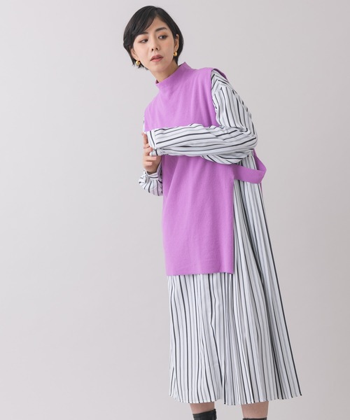 セール Picnic Katharine ワンピース Ross Ross キャサリンロス のファッション ストライププリーツワンピース ロング丈ベスト２セット ワンピース マシンウォッシャブル マシンウォッシャブル Katharine