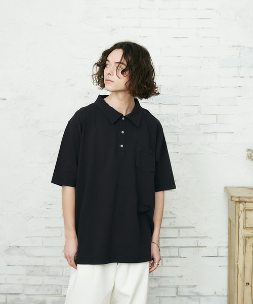 CASPER JOHN（キャスパージョン）の「リラックスポロシャツ（ポロシャツ・メンズ・ホワイト/ブラック・マルチサイズ）」の9枚目の写真