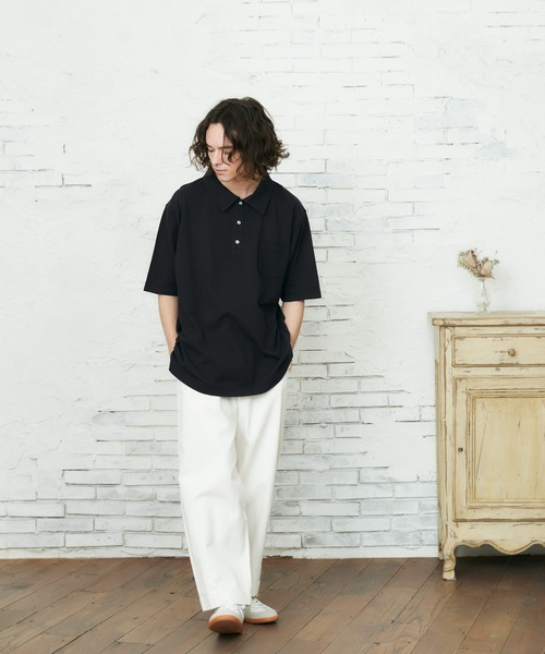 CASPER JOHN（キャスパージョン）の「リラックスポロシャツ（ポロシャツ・メンズ・ホワイト/ブラック・マルチサイズ）」の15枚目の写真