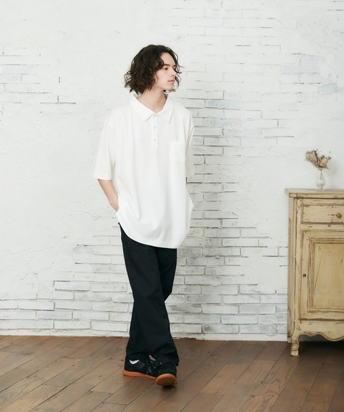 CASPER JOHN（キャスパージョン）の「リラックスポロシャツ（ポロシャツ・メンズ・ホワイト/ブラック・マルチサイズ）」の7枚目の写真