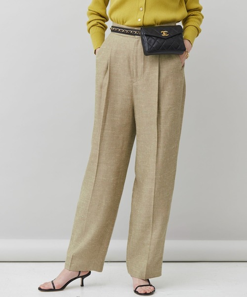 Curensology 22ss リネンセンタープレスパンツ　ベージュ Curensology 22ss リネンセンタープレスパンツ ベージュ