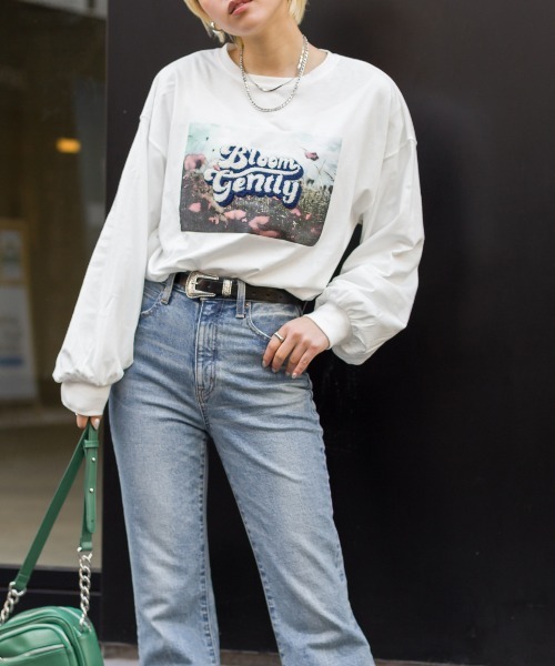 SpRay(スプレイ)の「フォトサガラロングTシャツ(Tシャツ/カットソー・レディース・ブルー/ブラック/オートミール/オフホワイト・FREE)」の6枚目の写真