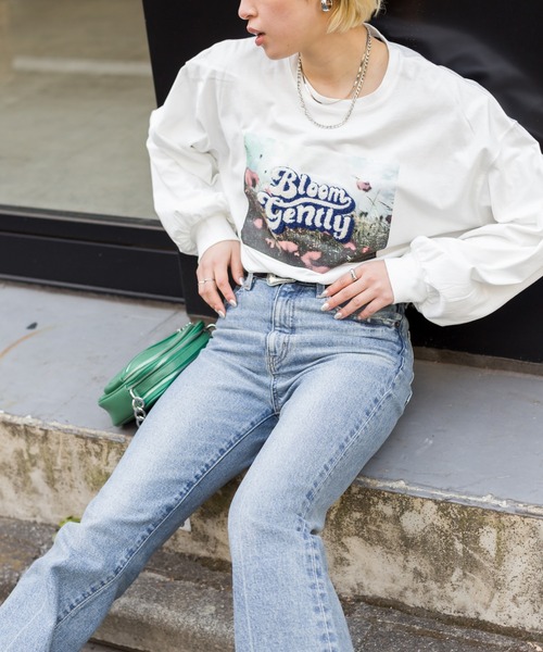 SpRay(スプレイ)の「フォトサガラロングTシャツ(Tシャツ/カットソー・レディース・ブルー/ブラック/オートミール/オフホワイト・FREE)」の8枚目の写真