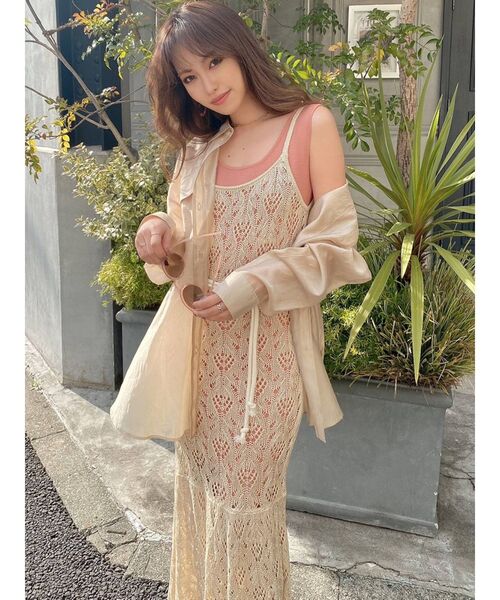 RESEXXY(リゼクシー)の「透かし編みキャミワンピースSET(ワンピース・レディース・ブラック/ベージュ/ブラウン・FREE)」の10枚目の写真