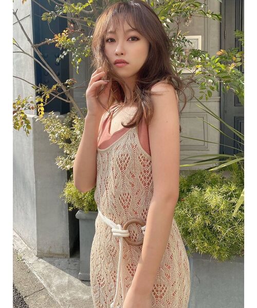 RESEXXY(リゼクシー)の「透かし編みキャミワンピースSET(ワンピース・レディース・ブラック/ベージュ/ブラウン・FREE)」の12枚目の写真