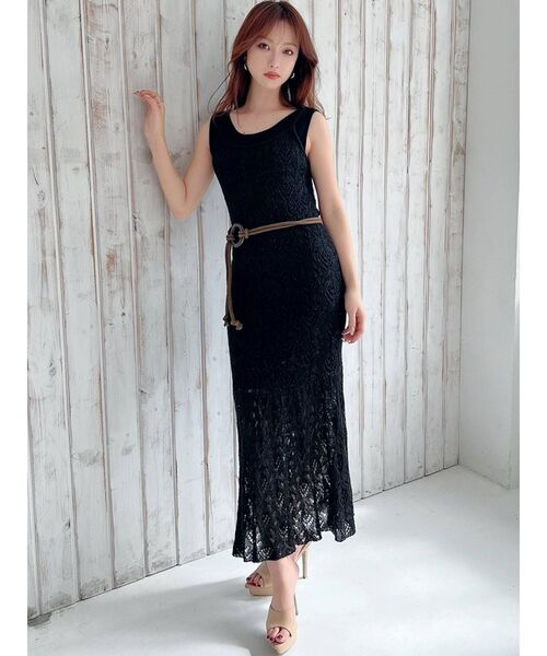 RESEXXY(リゼクシー)の「透かし編みキャミワンピースSET(ワンピース・レディース・ブラック/ベージュ/ブラウン・FREE)」の13枚目の写真