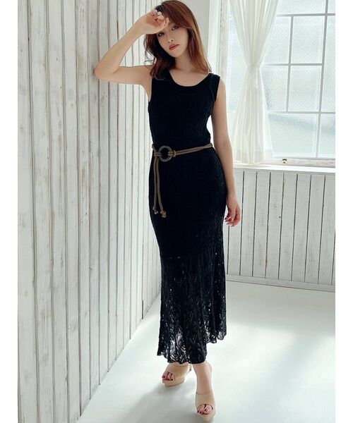 RESEXXY(リゼクシー)の「透かし編みキャミワンピースSET(ワンピース・レディース・ブラック/ベージュ/ブラウン・FREE)」の15枚目の写真