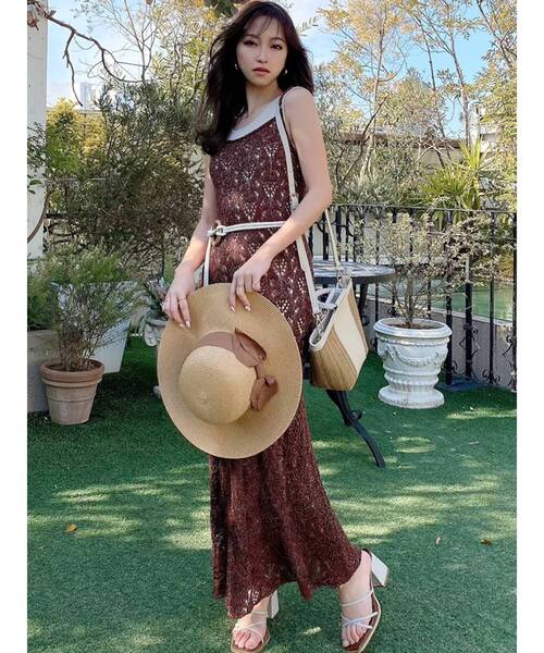 RESEXXY(リゼクシー)の「透かし編みキャミワンピースSET(ワンピース・レディース・ブラック/ベージュ/ブラウン・FREE)」の20枚目の写真