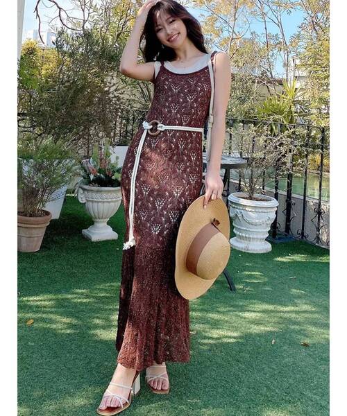 RESEXXY(リゼクシー)の「透かし編みキャミワンピースSET(ワンピース・レディース・ブラック/ベージュ/ブラウン・FREE)」の21枚目の写真