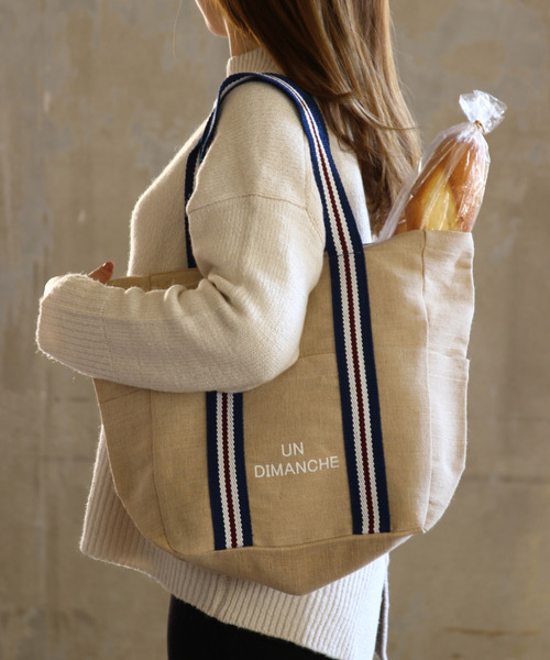 SPICE OF LIFE（スパイス オブ ライフ）の「インポート インド製 LESS DRESS TOTE BAG ジュート×コットン混 トートバッグ Mサイズ [Wisteria/ウィステリア]（トートバッグ・レディース・ベージュ系その他/ベージュ系その他2/ベージュ系その他3・ONE SIZE）」の2枚目の写真