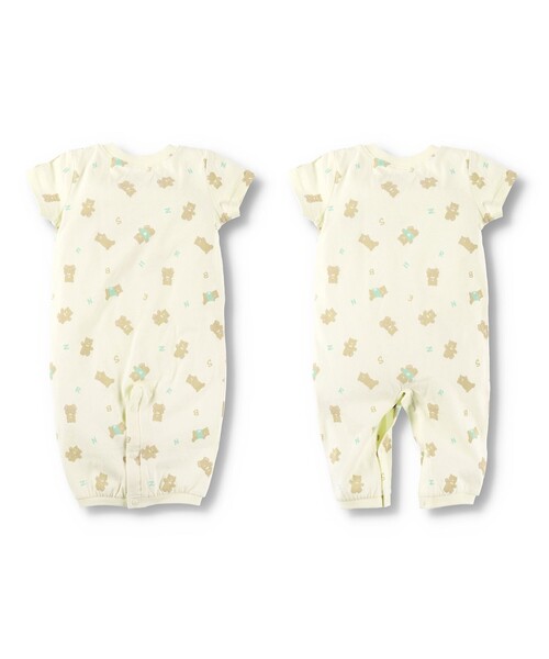 BRANSHES（ブランシェス）の「くま柄半袖2WAYオール（ロンパース・キッズ・ブルー/アイボリー・FREE）」の4枚目の写真