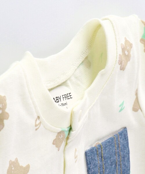 BRANSHES（ブランシェス）の「くま柄半袖2WAYオール（ロンパース・キッズ・ブルー/アイボリー・FREE）」の6枚目の写真
