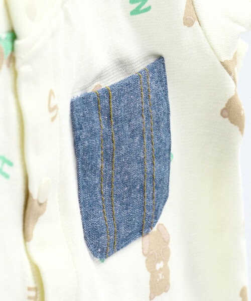 BRANSHES（ブランシェス）の「くま柄半袖2WAYオール（ロンパース・キッズ・ブルー/アイボリー・FREE）」の7枚目の写真