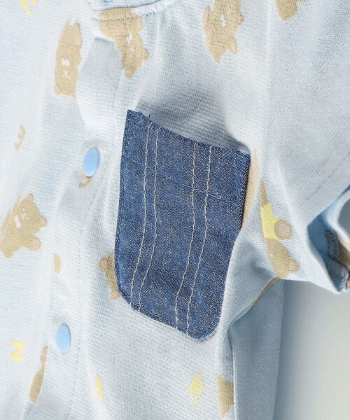 BRANSHES（ブランシェス）の「くま柄半袖2WAYオール（ロンパース・キッズ・ブルー/アイボリー・FREE）」の15枚目の写真