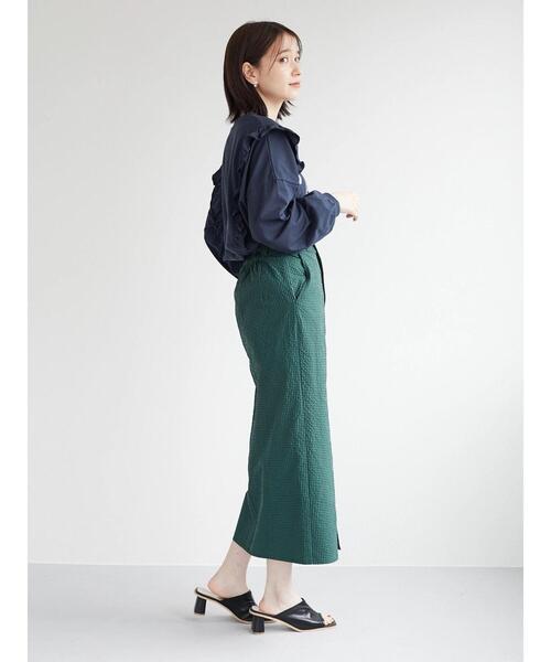 Green　Parks（グリーンパークス）の「肩フリルカレッジプリントチュニック（Tシャツ/カットソー・レディース・アイボリー/ネイビー/カーキ・FREE）」の5枚目の写真