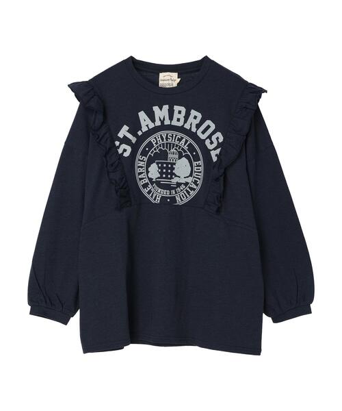 Green　Parks（グリーンパークス）の「肩フリルカレッジプリントチュニック（Tシャツ/カットソー・レディース・アイボリー/ネイビー/カーキ・FREE）」の12枚目の写真