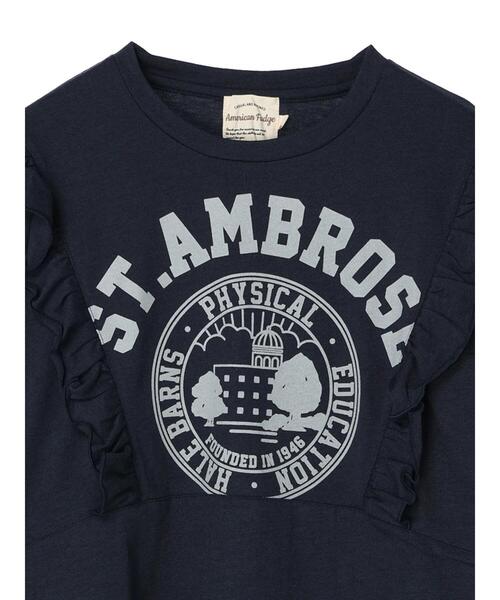 Green　Parks（グリーンパークス）の「肩フリルカレッジプリントチュニック（Tシャツ/カットソー・レディース・アイボリー/ネイビー/カーキ・FREE）」の14枚目の写真