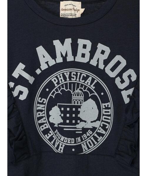 Green　Parks（グリーンパークス）の「肩フリルカレッジプリントチュニック（Tシャツ/カットソー・レディース・アイボリー/ネイビー/カーキ・FREE）」の18枚目の写真