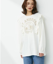 Green　Parks | 肩フリルカレッジプリントチュニック(Tシャツ/カットソー)