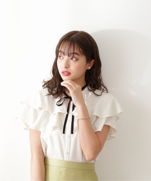 PROPORTION BODY DRESSING(プロポーションボディドレッシング)の「【美人百花5月号掲載 宇垣美里さん着用商品】ケープボウタイブラウス / 1212110410(シャツ/ブラウス・レディース・ホワイト系その他/ネイビー/パープル・MEDIUM/SMALL)」の9枚目の写真