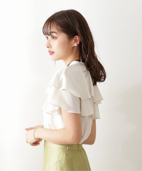 PROPORTION BODY DRESSING(プロポーションボディドレッシング)の「【美人百花5月号掲載 宇垣美里さん着用商品】ケープボウタイブラウス / 1212110410(シャツ/ブラウス・レディース・ホワイト系その他/ネイビー/パープル・MEDIUM/SMALL)」の5枚目の写真