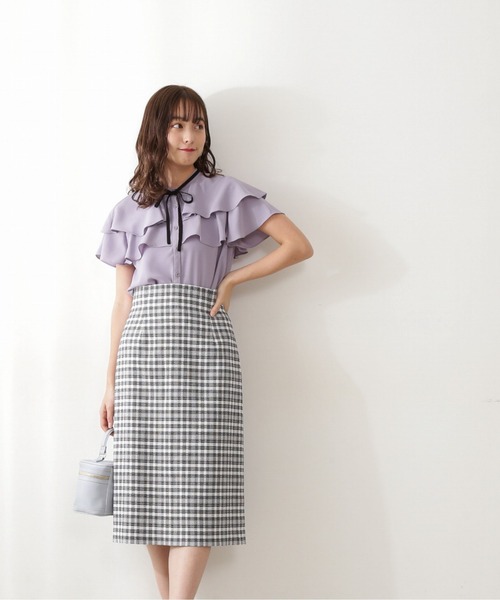 PROPORTION BODY DRESSING(プロポーションボディドレッシング)の「【美人百花5月号掲載 宇垣美里さん着用商品】ケープボウタイブラウス / 1212110410(シャツ/ブラウス・レディース・ホワイト系その他/ネイビー/パープル・MEDIUM/SMALL)」の6枚目の写真