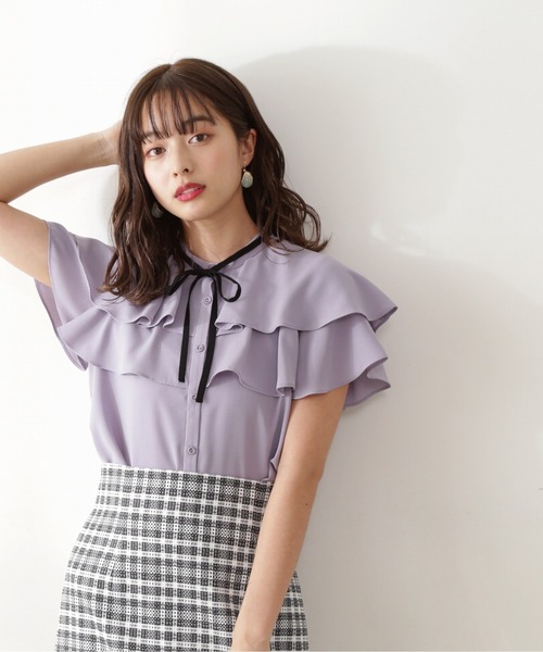 PROPORTION BODY DRESSING(プロポーションボディドレッシング)の「【美人百花5月号掲載 宇垣美里さん着用商品】ケープボウタイブラウス / 1212110410(シャツ/ブラウス・レディース・ホワイト系その他/ネイビー/パープル・MEDIUM/SMALL)」の7枚目の写真