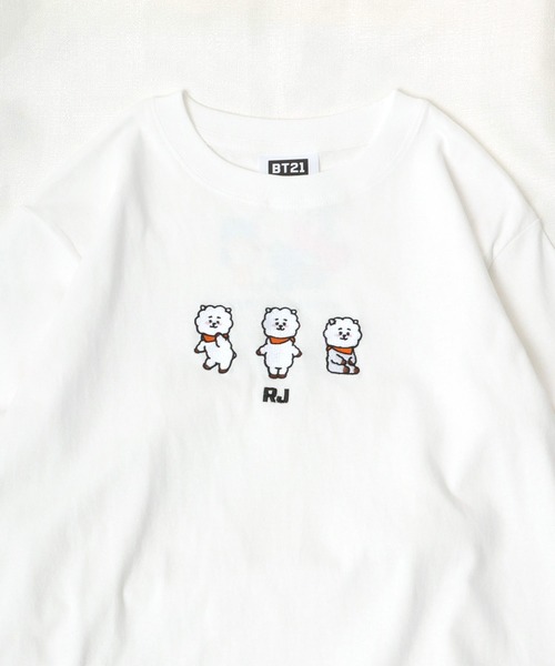 BT21（ビーティーイシビル）の「BT21 3匹キャラクター刺繍ボックスシルエットTシャツ（Tシャツ/カットソー・レディース・ホワイト系1/ホワイト系2/ホワイト系3/ホワイト系4/ホワイト系5/ホワイト系6/ホワイト系7・M）」の2枚目の写真