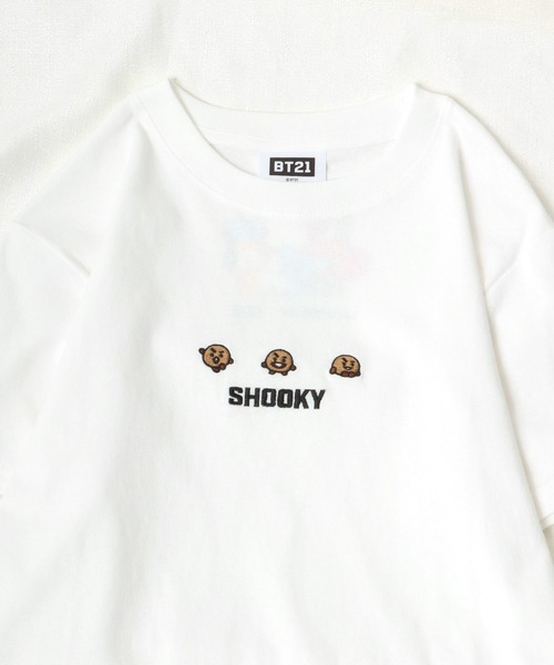 BT21（ビーティーイシビル）の「BT21 3匹キャラクター刺繍ボックスシルエットTシャツ（Tシャツ/カットソー・レディース・ホワイト系1/ホワイト系2/ホワイト系3/ホワイト系4/ホワイト系5/ホワイト系6/ホワイト系7・M）」の6枚目の写真